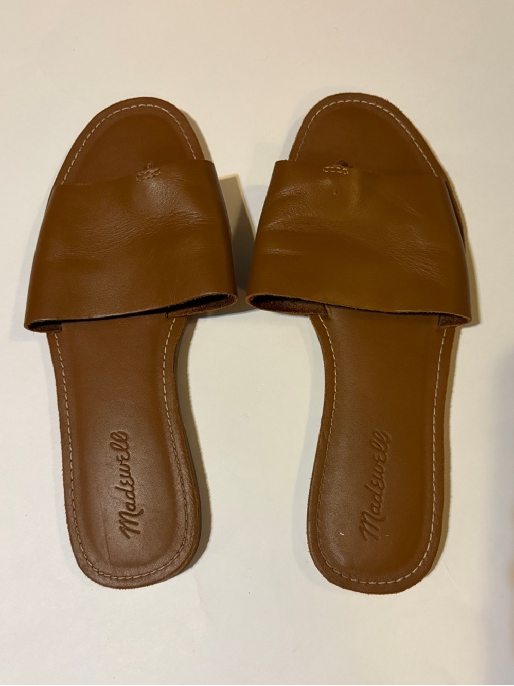 Madewell Cognac Leather Slide Mules